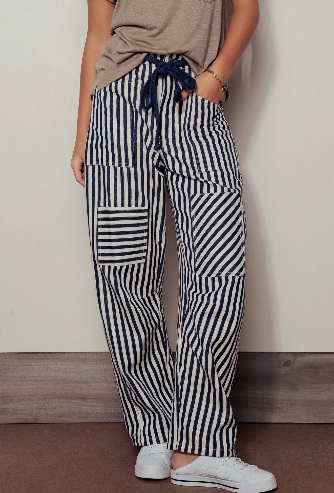 Navy Stripe Railroad Pants