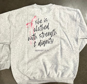 She Is Clothed With Strength & Dignity Bow Detailed Sweatshirt