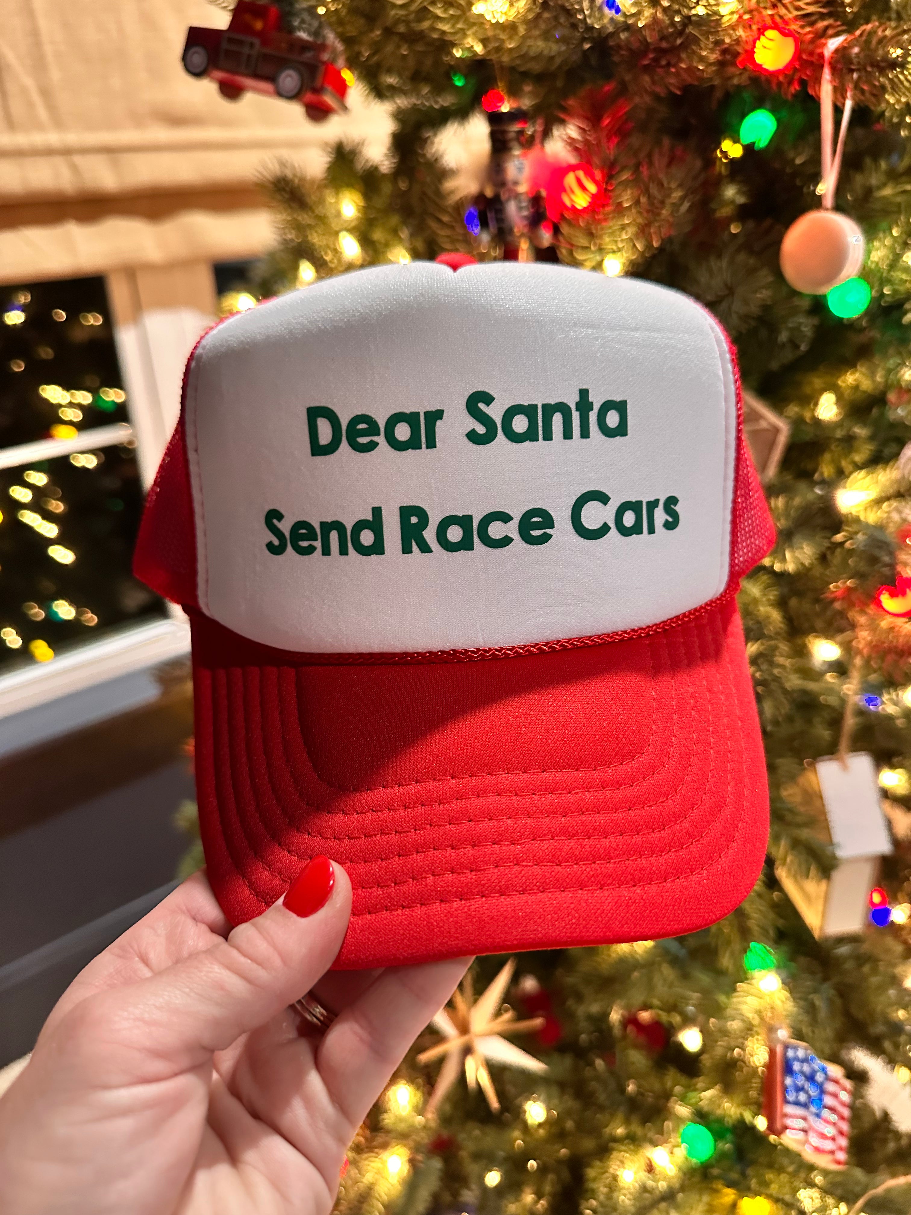 Dear Santa Send Race Cars Trucker Hat
