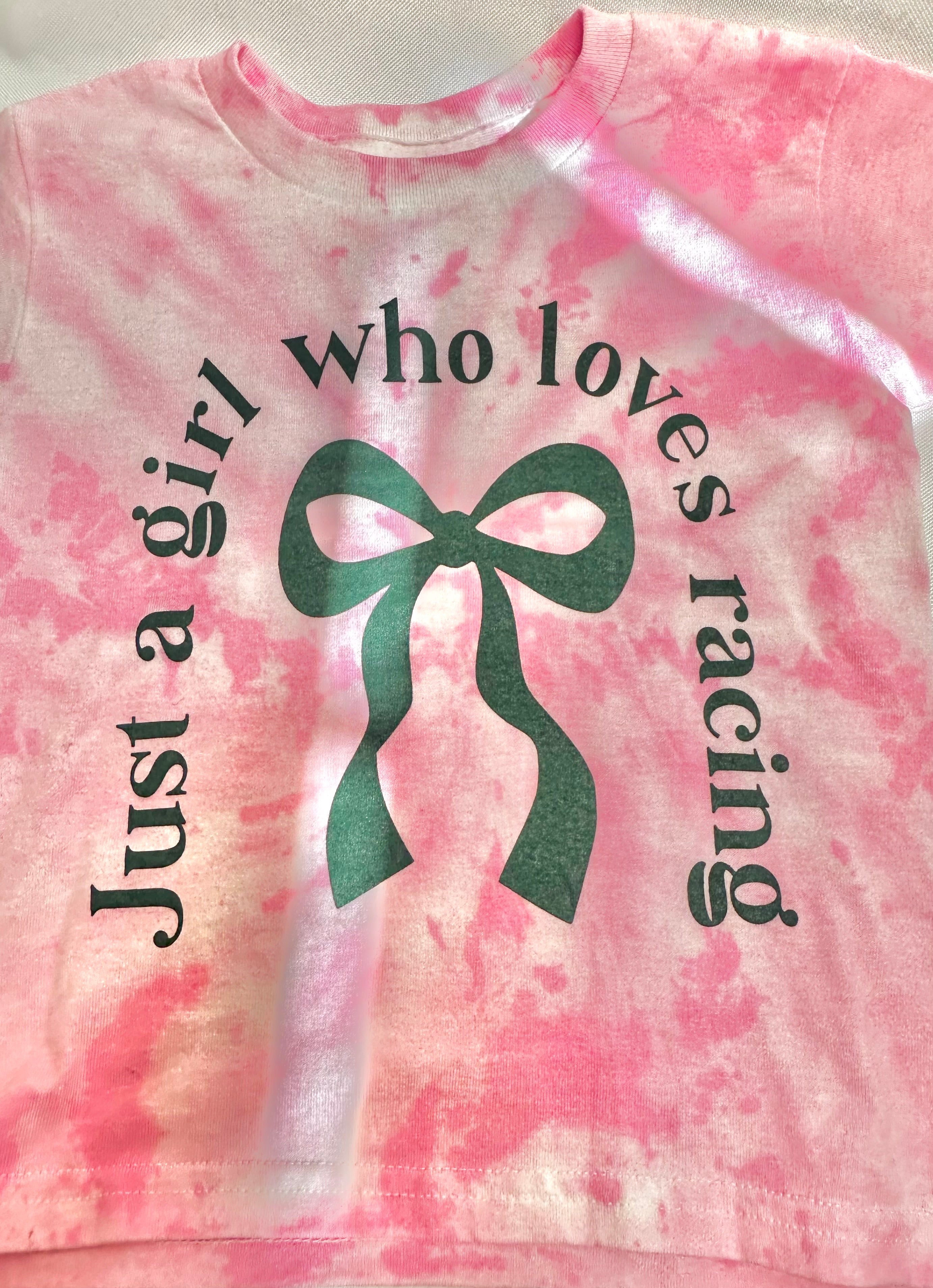Just A Girl Who Loves Racing girls tee