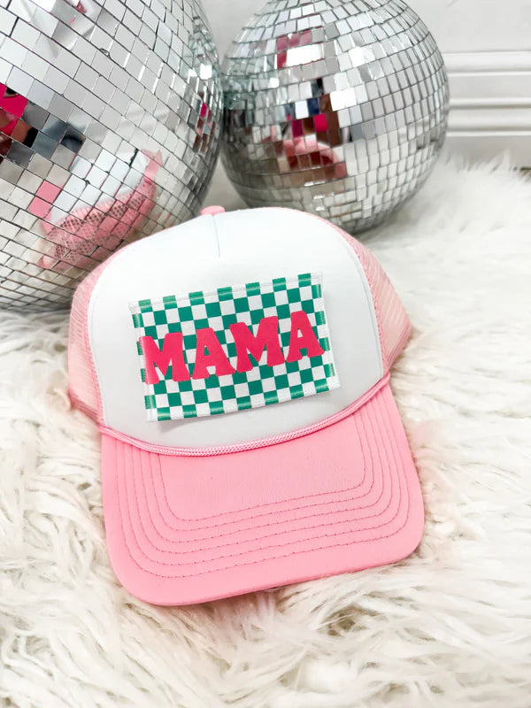 Checkered Mama Trucker Hat