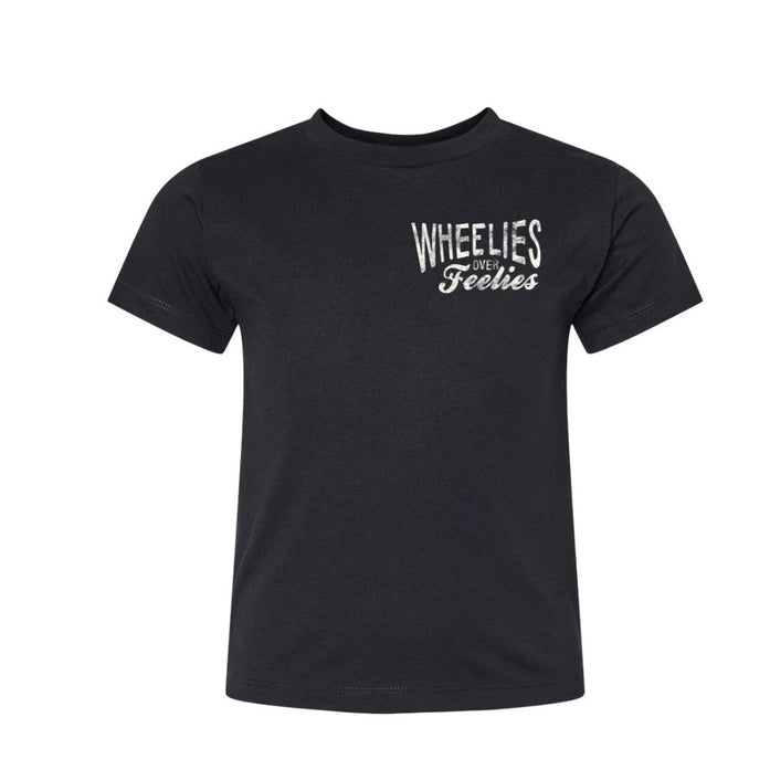 Wheelies Over Feelies Kids Tee